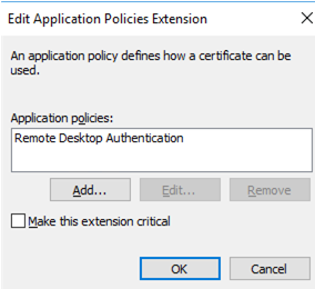 Create remote desktop auth certificate